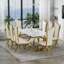 Ensemble de table de salle à manger 78 pouces blanche et dorée avec 8 chaises en cuir blanches-1292125835-1292125831