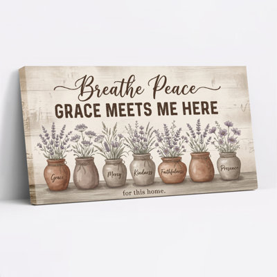 Breathe Peace Canvas Wall Art Oil Painting Print Set Of 1