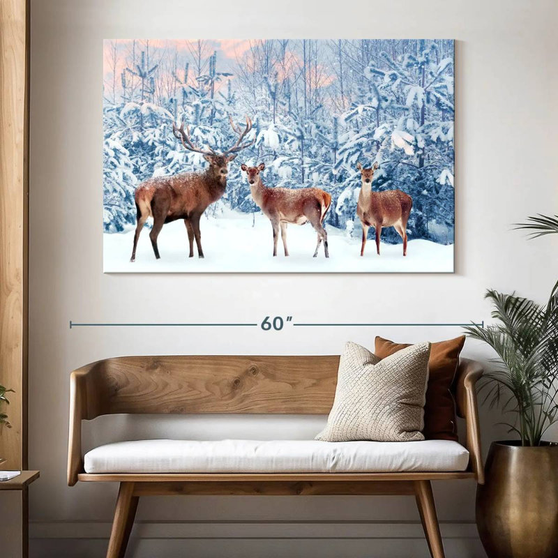 Brampt Deer In Winter, 34" H x 51" W