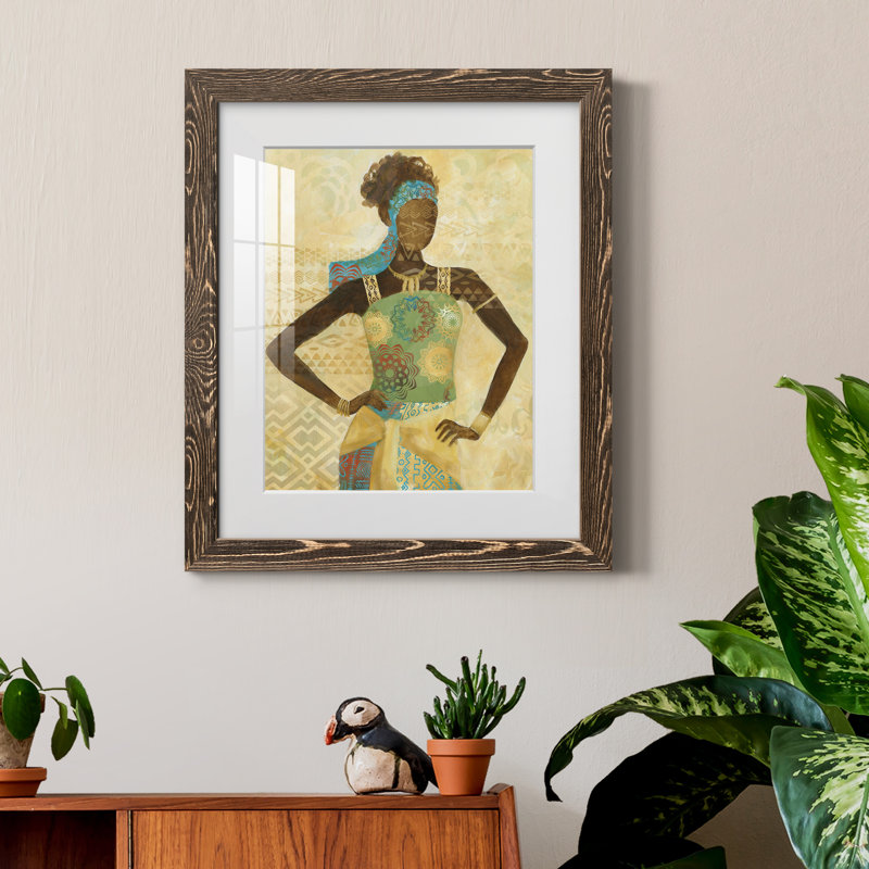 Tribal Vision I - peinture encadrée, Noyer, H 20 po x l 17 po x P 1,5 po
