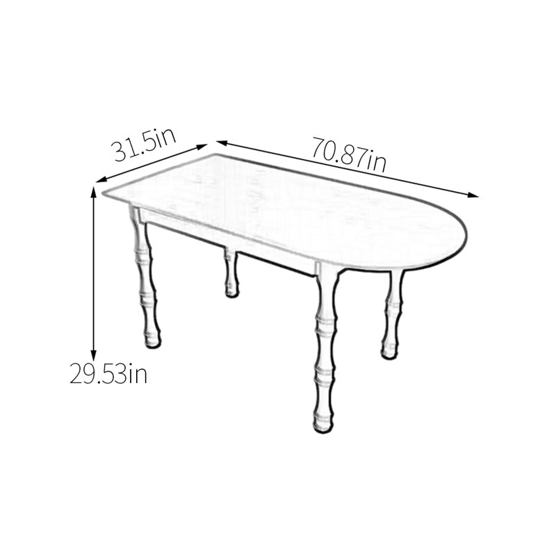Table de salle à manger Vintage, H 29,53 po x L 70,87 po x l 31,5 po