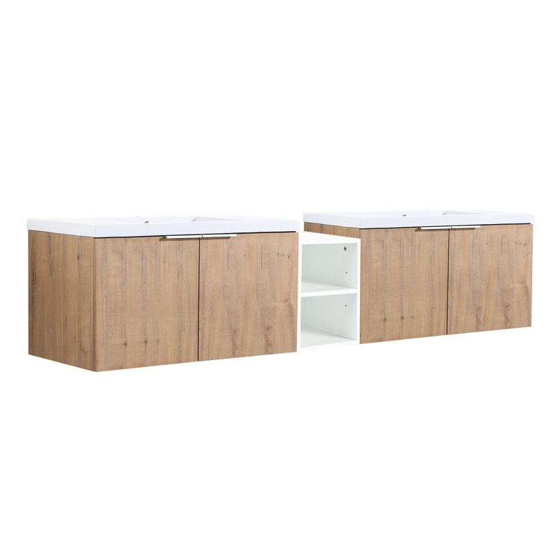 Meuble-lavabo de salle de bain 84 po, lavabo en résine avec porte à fermeture en douceur Horde, armoire de 36 po et 12 po, grand espace de rangement dans le meuble-lavabo moderne, portes, mix, à utiliser
