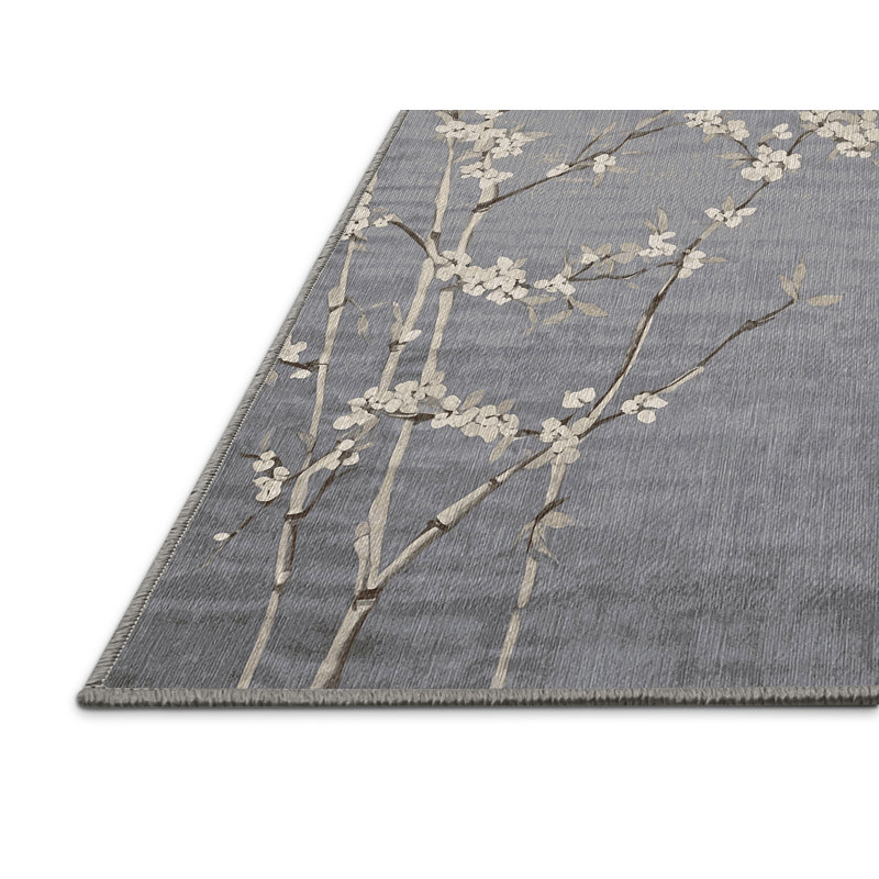 Tapis gris lavable à la machine, Rectangle 4 pi x 6 pi