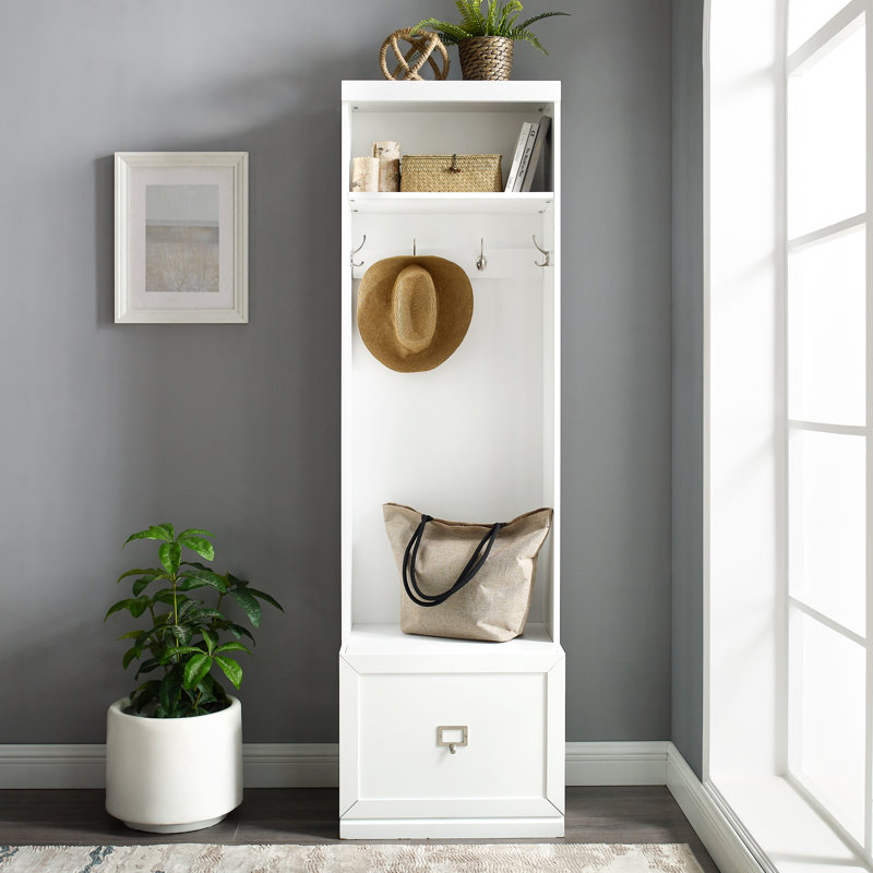 Crestshire 22 " Wide Hall Tree with Drawers and Shelves, White
