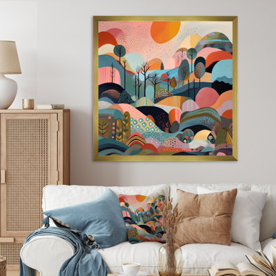Pink Blue Minimalims Explosion - Abstract Minimalism Canvas Print Wall Art