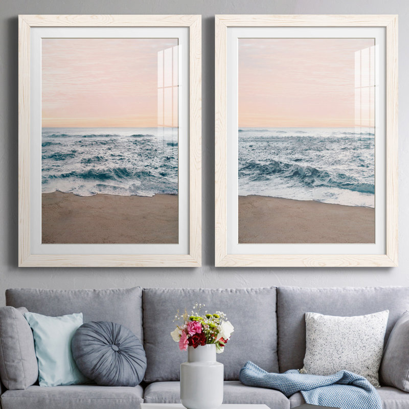 Turning Tides I - ensemble de 2 reproductions de photos, H 31,5 po x l 47 po x P 1,5 po, Papier encadré blanc, Blanc