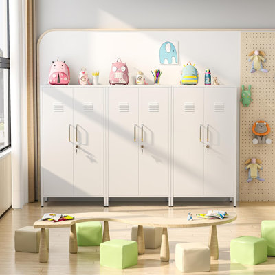47.24" H Metal Locker Storage Cabinet, Office Locker with 3 Adjustable Shelves, Steel Cabinet with 2 Doors, High Leg Organizer for Home Office, Kitchen, Living Room, Bedroom and Bathroom.