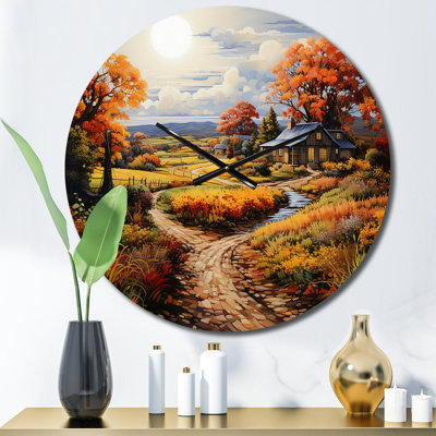 Farmhouse Harvest Pointillism - Horloge murale campagne