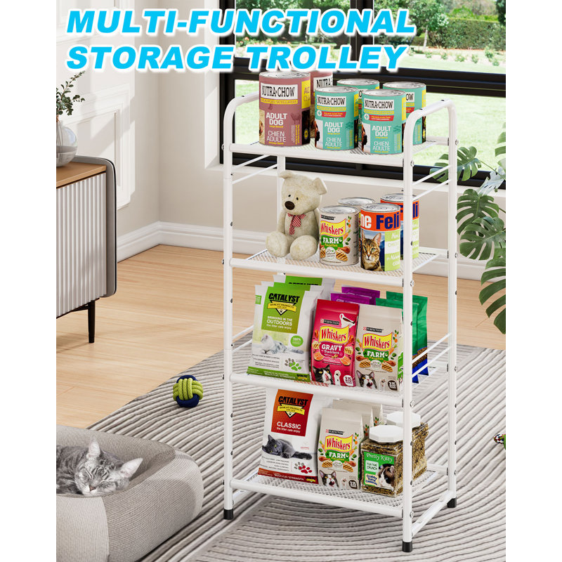 4 Tiers Shelving Unit, Heavy Duty Metal Storage Shelves Rack, White