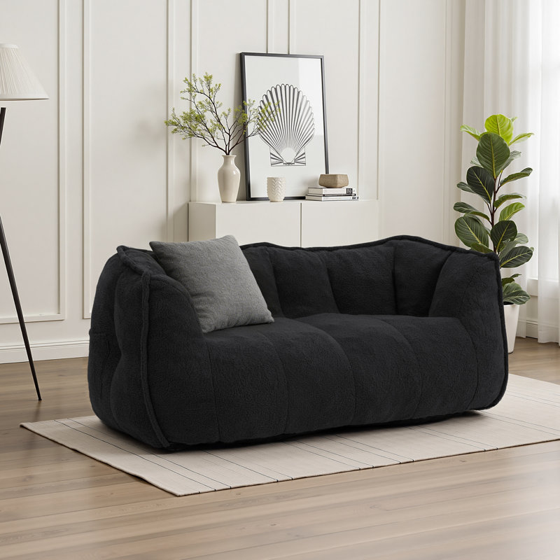 Fauteuil à billes en peluche surdimensionné Kirtis, Noir