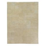 Distressed Suede Leather Geometric Area Rug in Soft Gold
