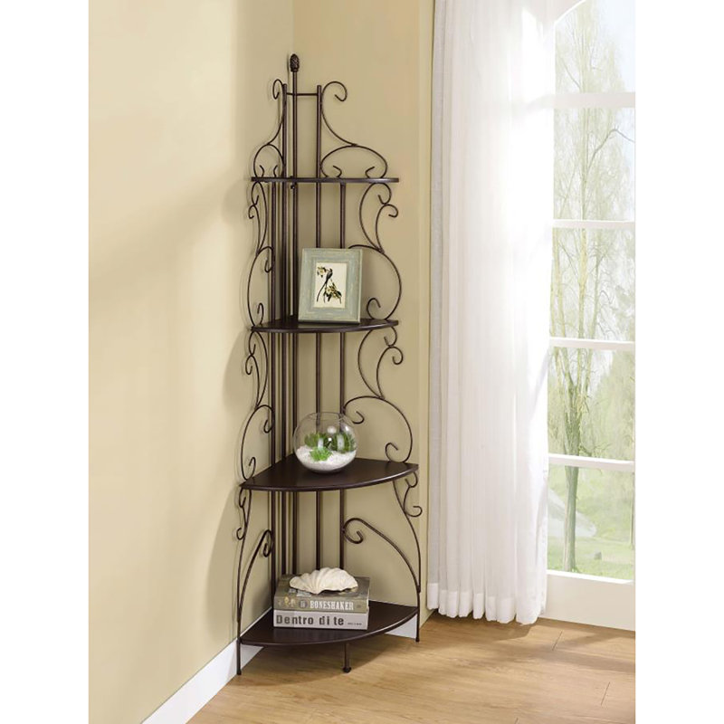 Bibliothèque d'angle élégante et fonctionnelle à 4 tablettes pour la décoration et le rangement