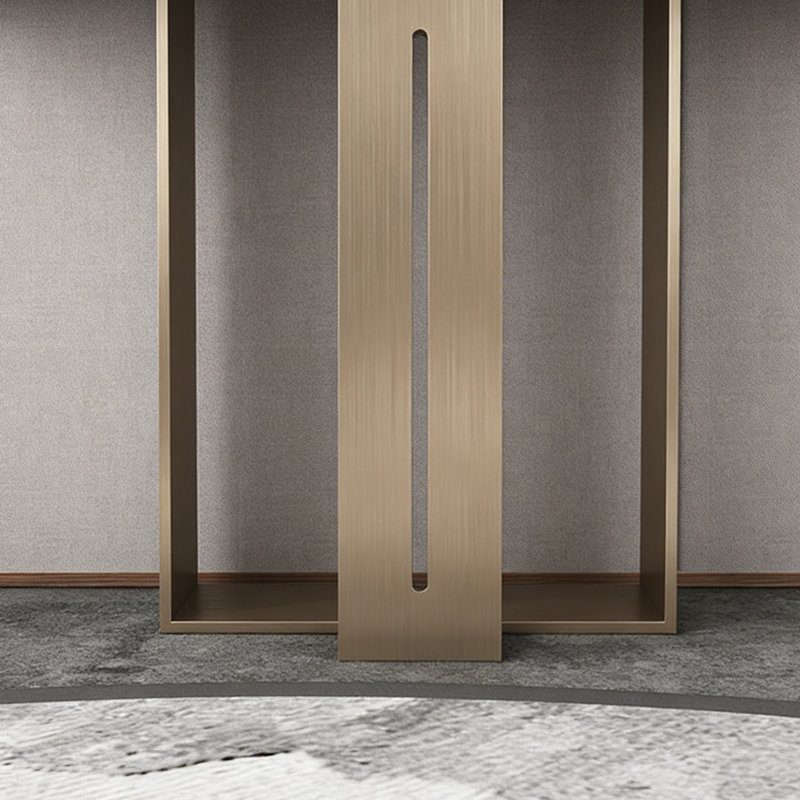 Console en bois de style moderne, H 33,4 po x l 62,9 po x P 13,7 po, Brun, Laiton