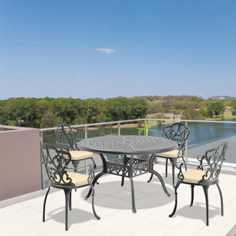 Ensemble de meubles de patio en aluminium coulé avec coussins, 4
