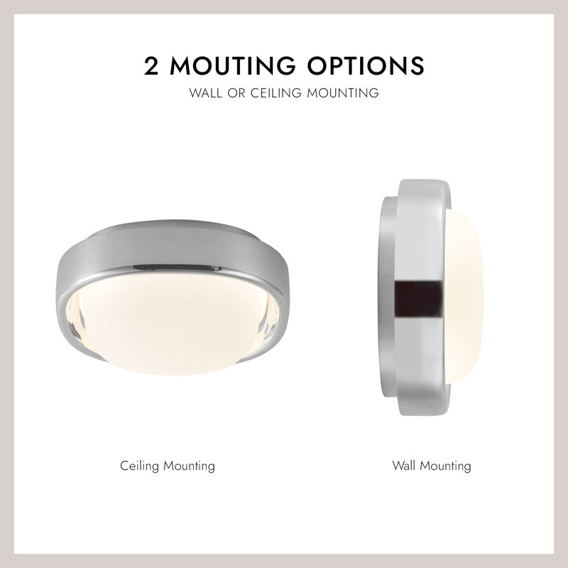 Pebble 8-in Silver dimmable LED Flush Mount, Brass