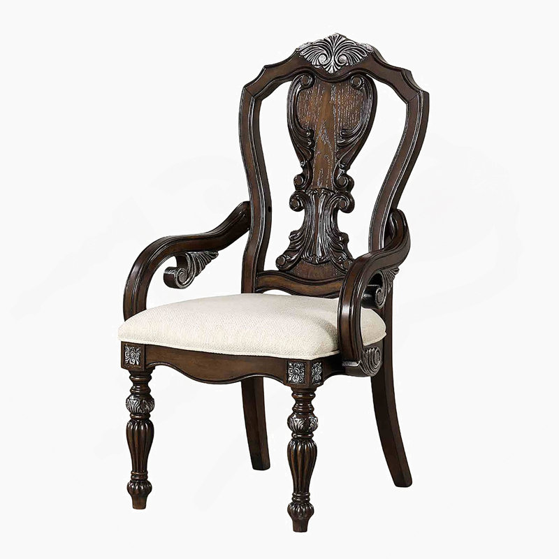 Chaise de salle à manger avec accoudoirs ornés de corbeaux 2 pièces Traditional Style