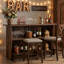 Table de bar à vin 63 pouces avec tablettes de rangement à 2 niveaux et repose-pieds pour la maison-123298105