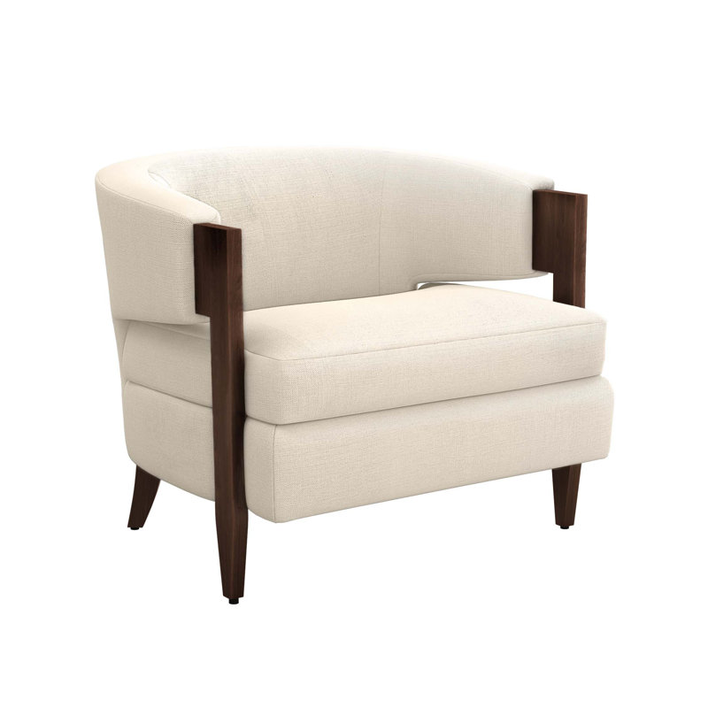 Fauteuil demi-tonneau Kelsey, Noyer, 100% polyester pur