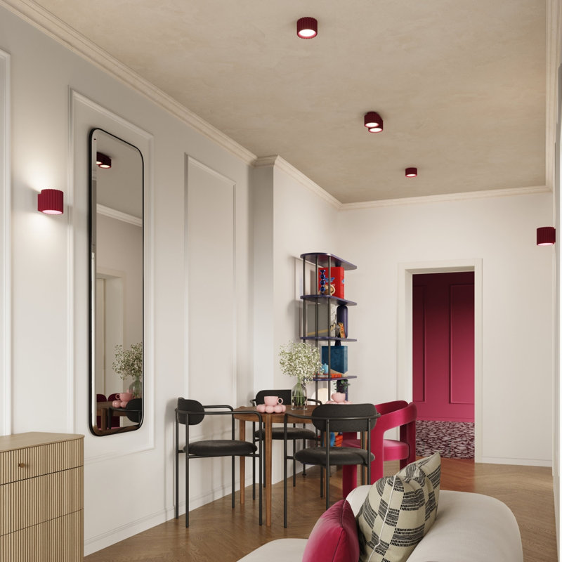Aura Aluminium Flush Mount, Burgundy, 21x10x8 cm, 2 Lights