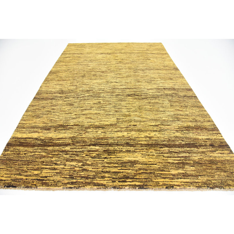 Tapis de la surface en laine 6 pi x 9 pi 2 po one-of-kind à la main-noué la new age Nash