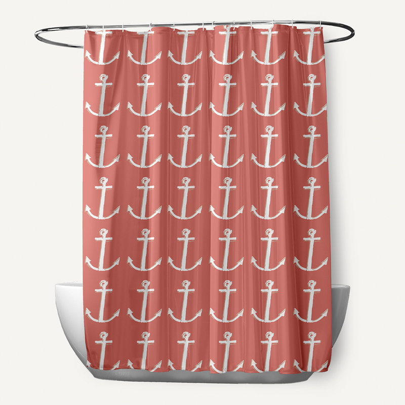 Rideau de douche simple Yancy, Corail / taupe