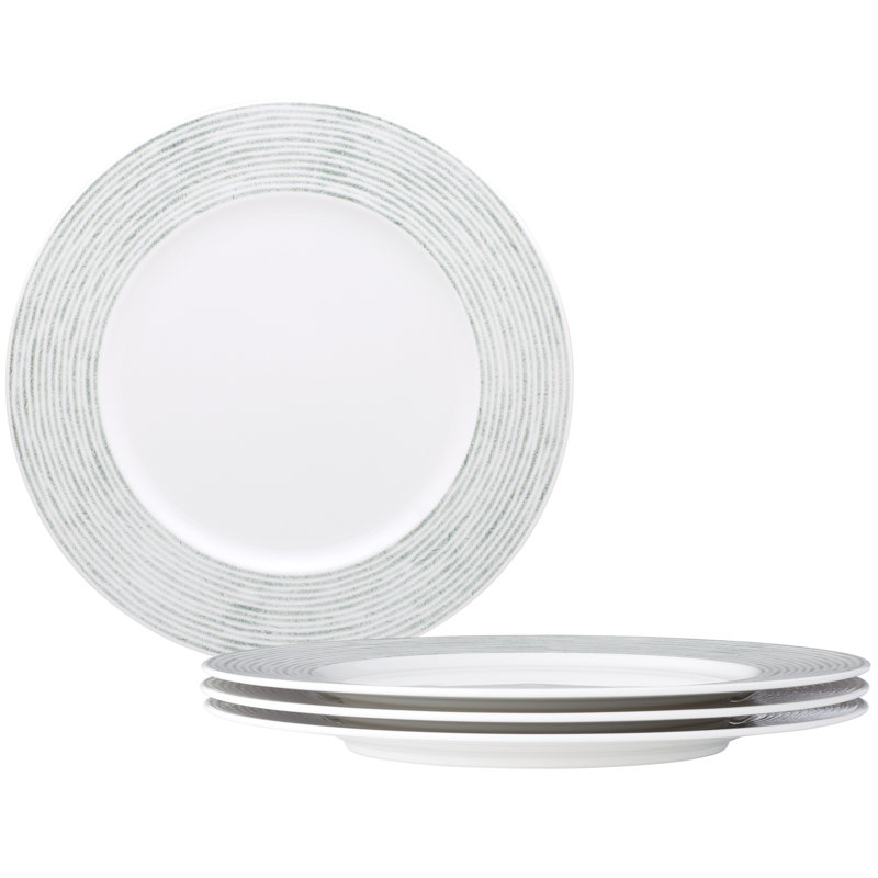 Assiettes plates à rebord de hamac Noritake - rayures, 11 po, Vert