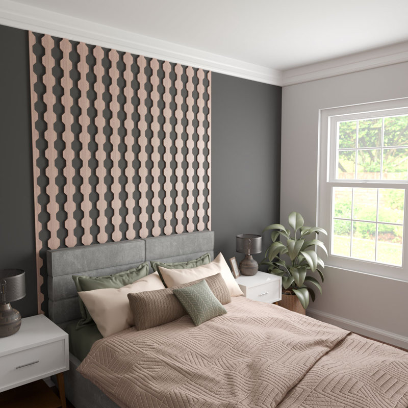 Walnut Adjustable Decorative Wood Slat Wall Panel Kit, 47" Height