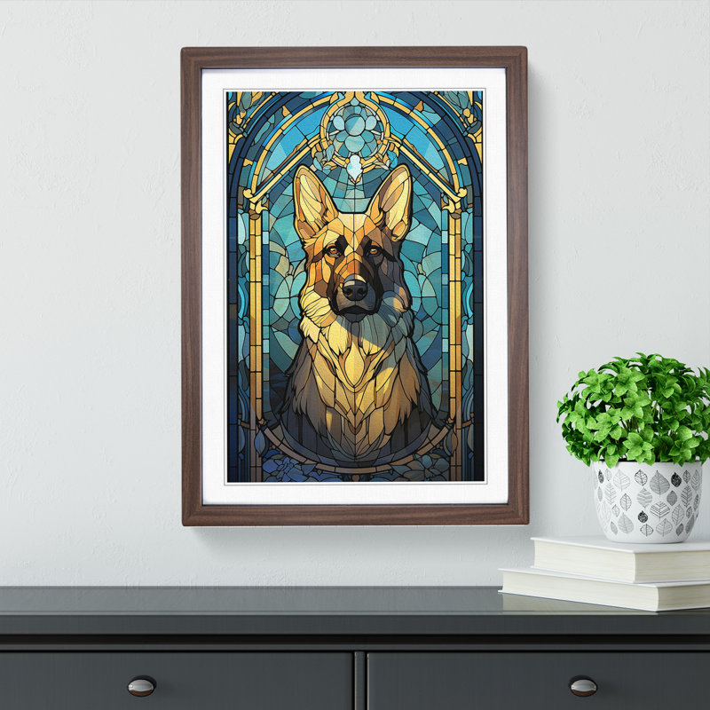 Single Picture Frame Print on Wood, 64cm H x 46cm W, Walnut Framed