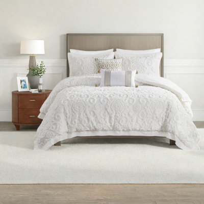 Ensembles de literie en coton de qualité supérieure pour grand lit, style ivoire touffeté pour la maison
