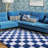 Soft, non-slip area rug with a blue-and-white striped design, ideal for bedside, children's rooms, and living rooms.-1019347553-1019347582