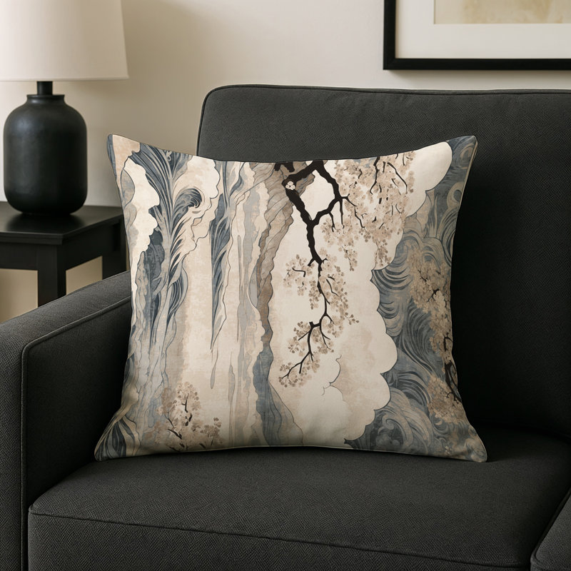 Sakura Drift Indoor And Outdoor Throw Pillow, Square 16"