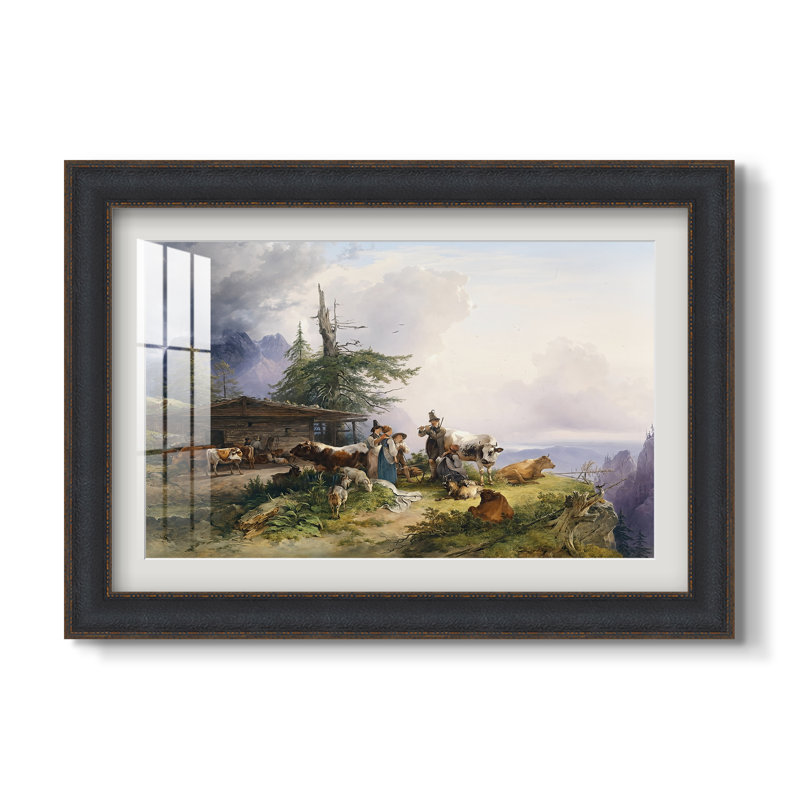 Custom Framed Masterpiece " An Alpine Farm On The Untersberg " by Friedrich Gauermann, 20x28 INNER SIZE