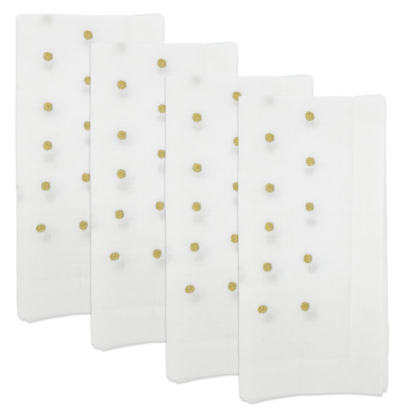 Aadhya Collection Polyester Polka Dots Square Napkin, Gold