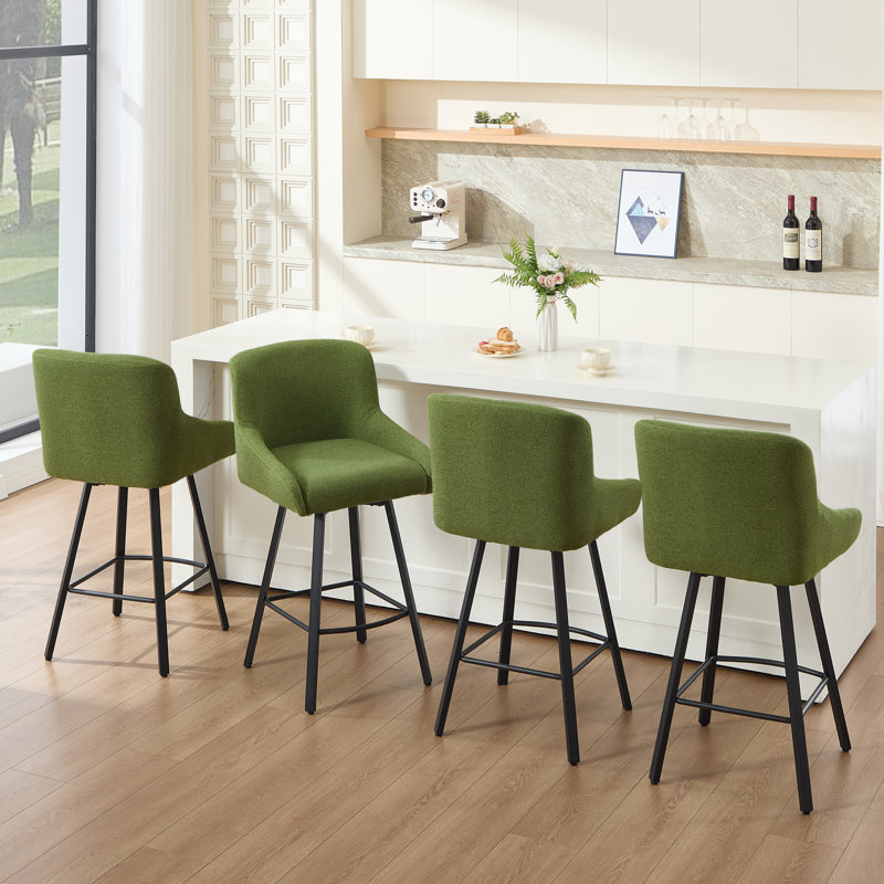 Swivel Counter Stool with Metal Frame, Green