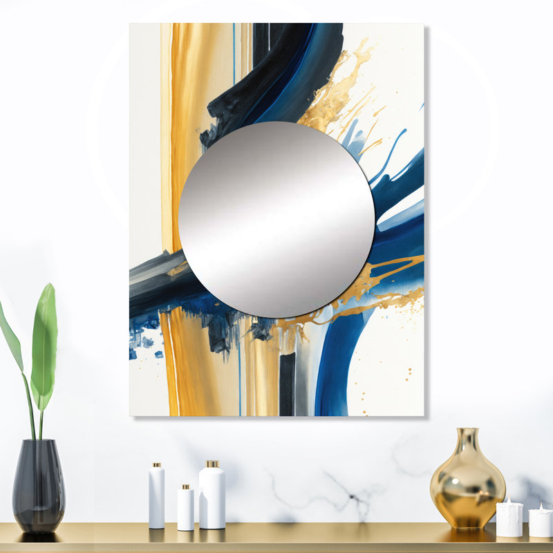 Nadab Stylish Spiral Abstract V - Abstract Spirals Decorative Mirror, Blue Wall Mirror, Printed Metal Art, 32" x 24"