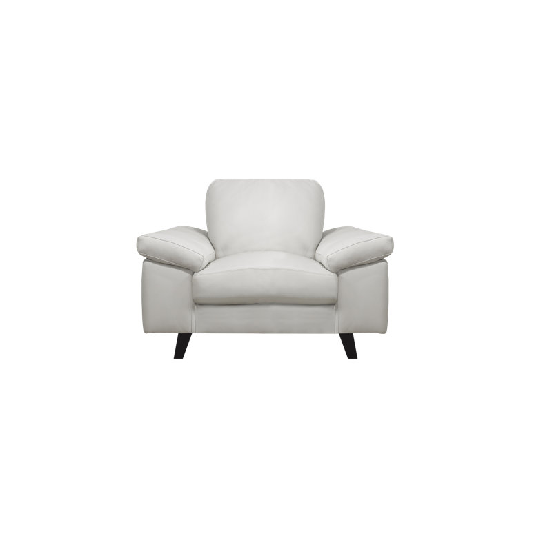 Chaise Miki, Cuir véritable gris argenté