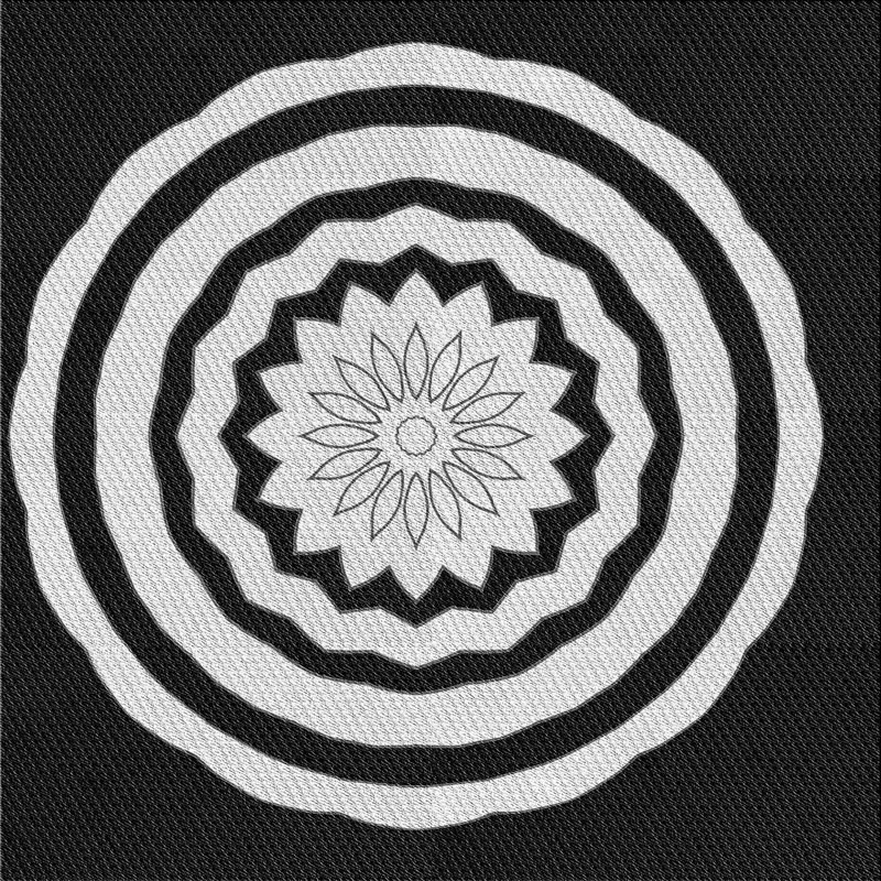 Tissé à la machine à la machine à motif floral en laine et polyester noir/gris Tapis décoratif, Carré 6 pi x 6 pi