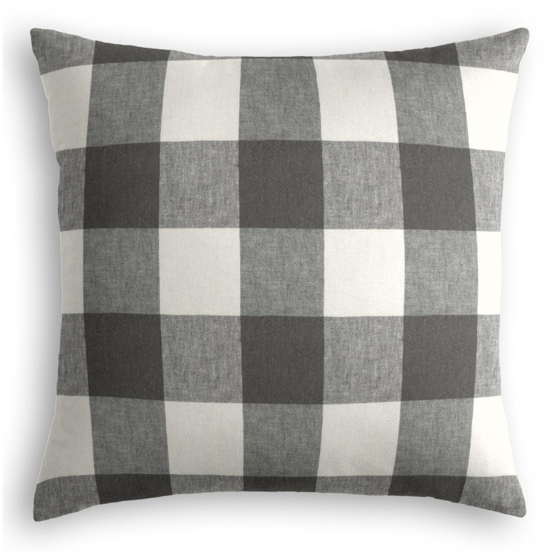 Udaya Linen Square Pillow Cover & Insert, 22" x 22", Gray/White