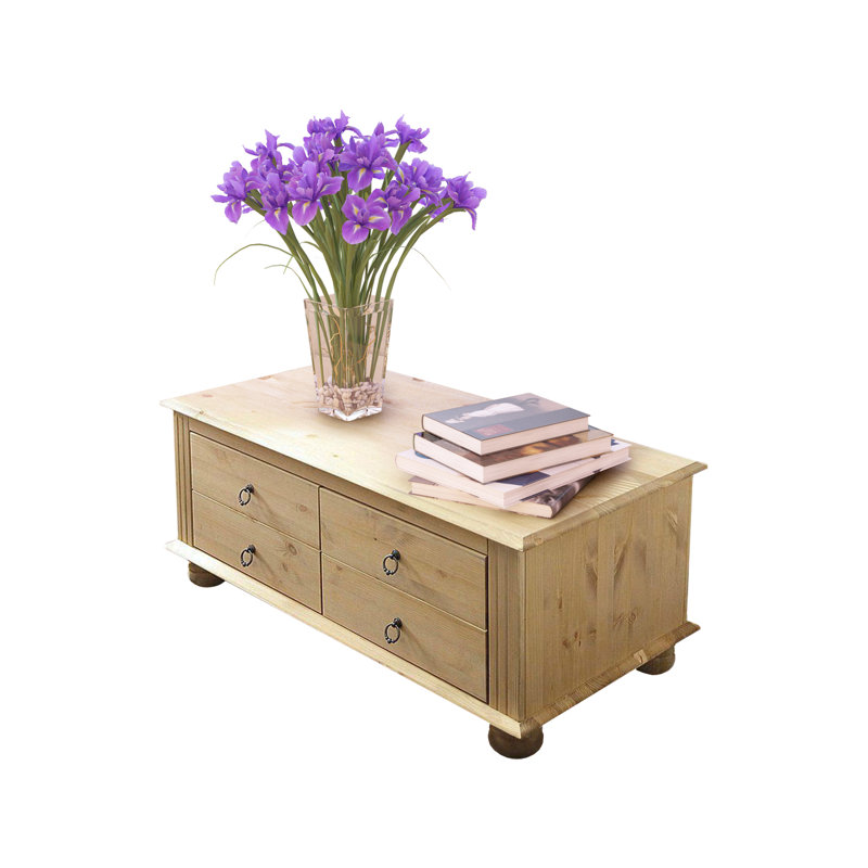 Clementina Solid Wood Four Leg Coffee Table with Storage