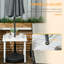 Square Metal Outdoor Side Table With Umbrella Hole , 51cm W 51cm D