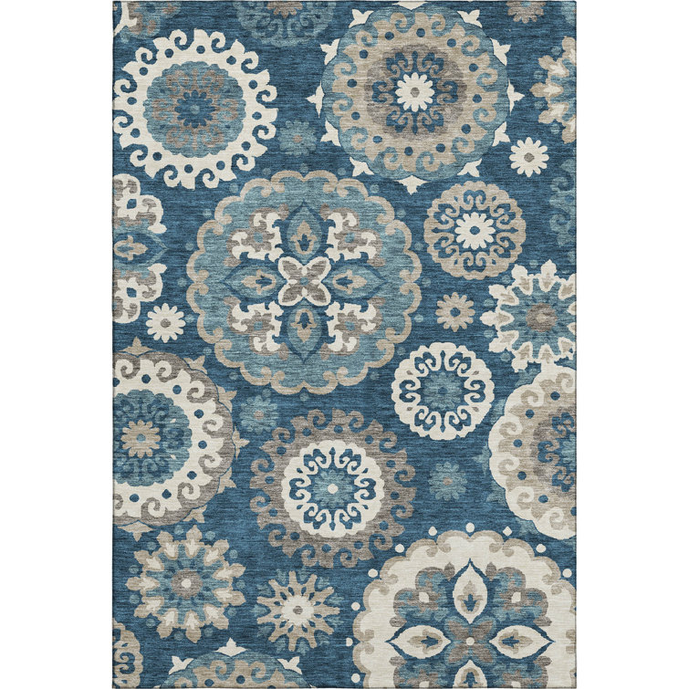 Premium Machine Washable Prisco Blue Rug