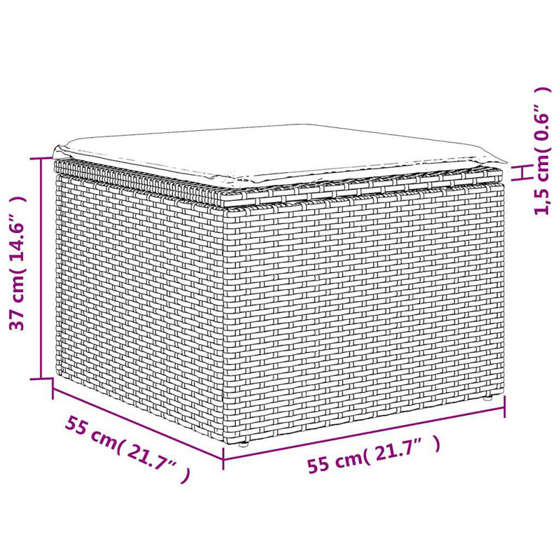  Ensemble de canapé de patio 5 pièces avec coussins en rotin de polyester noir