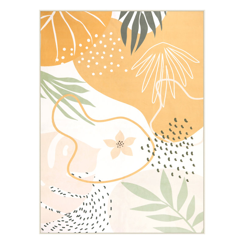 Kaldi Vibrant Spring Floral Print Machine Washable Area Rug with Non-Slip Backing for Living Room, Dining Room, Bedroom