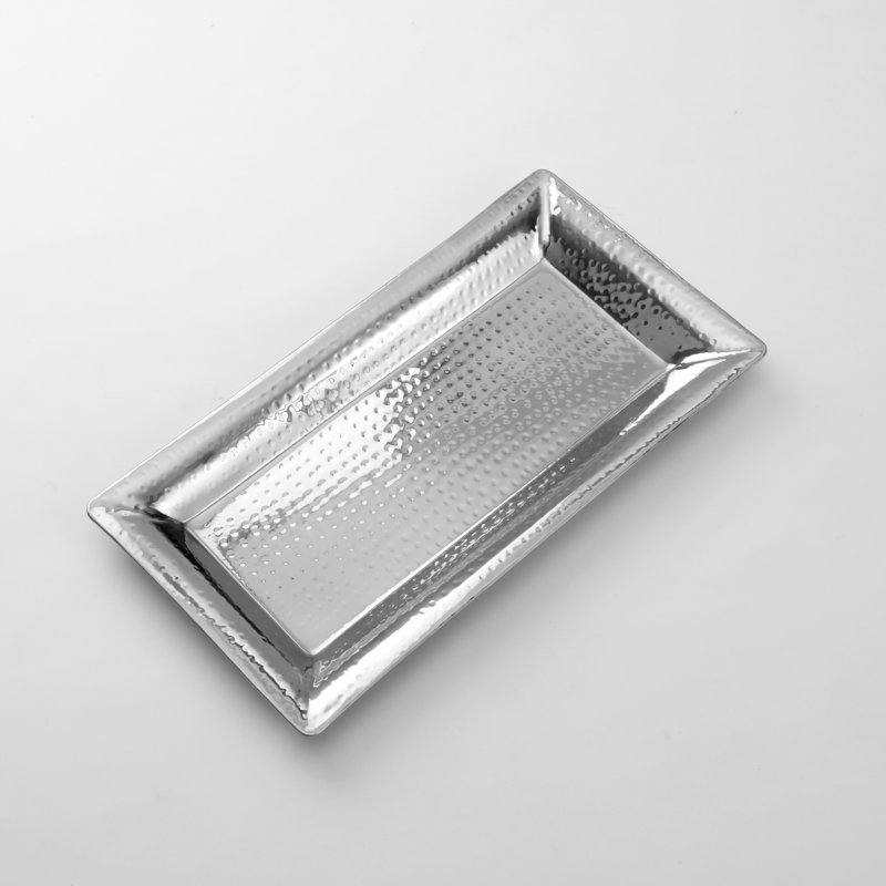 Rectangular Hammered Stainless Steel Serving Tray