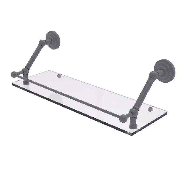 Tablette flottante avec barre de galerie Jhene, Gris mat, H 8 po x l 24 po x P 8,6 po