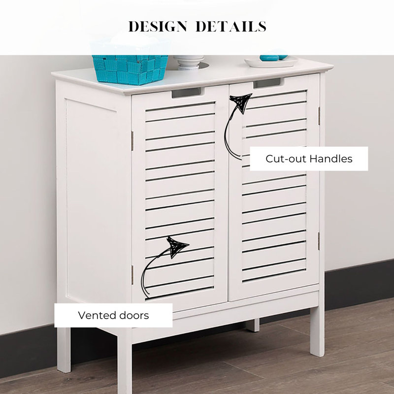White MDF Under Sink Bathroom Cabinet with Louvered Doors