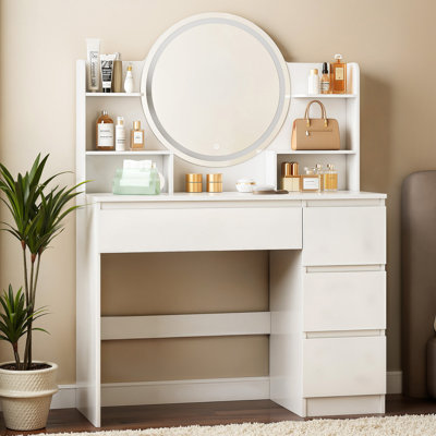 Makeup Vanity With Lights, Vanity Desk With Mirror And Drawers