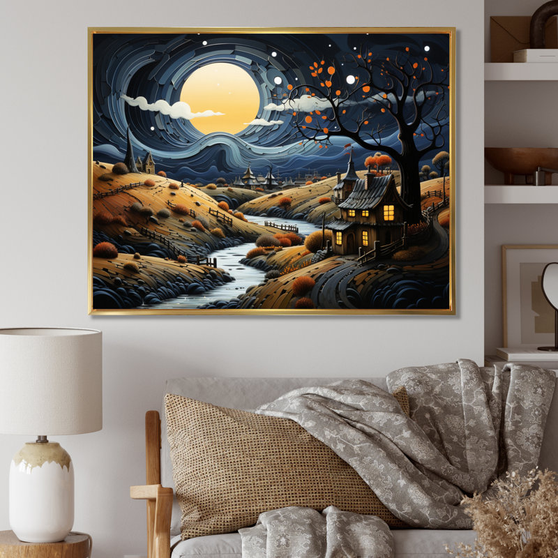 «Countryside Moody Skies II», reproduction sur toile, H 16 po x l 32 po x P 1 po, Cadre flottant doré