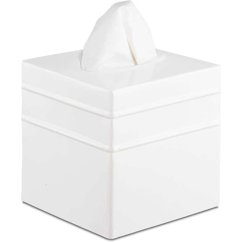 White Metal Embossed Square Tissue Box Cover