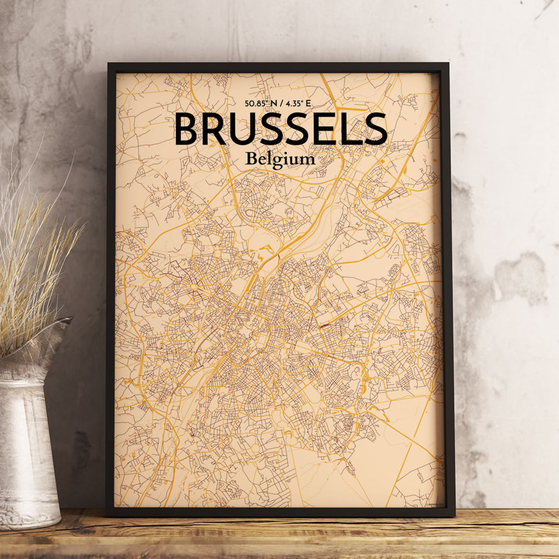 Brussels City Map - No Frame Print, 43.2cm H x 27.9cm W x 0.13cm D
